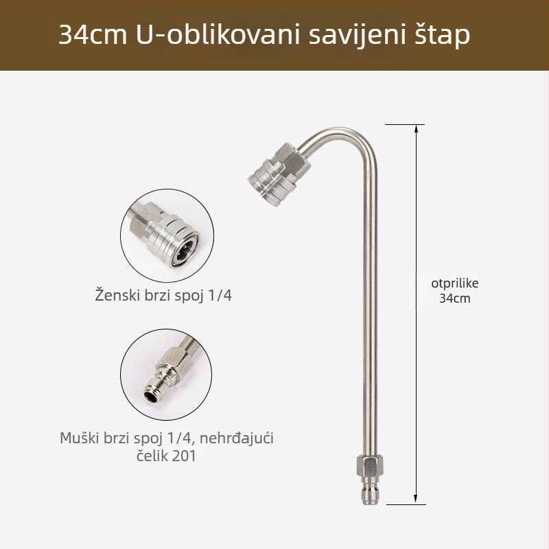 Pistol za visokotlačno pranje automobila s produženom šipkom i 90° koljenom, 1/4 brzi spoj