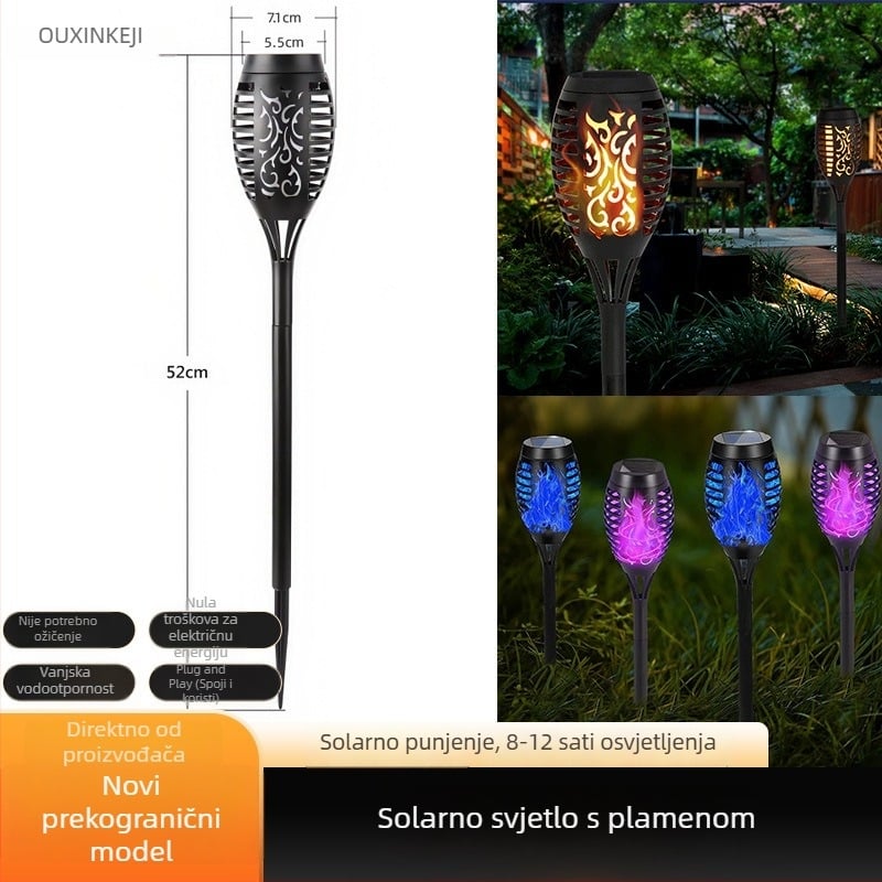 Vanjska LED solarna lampa s imitacijom plamena – rasvjeta krajolika i vrta, svjetiljka za ugradnju u zemlju