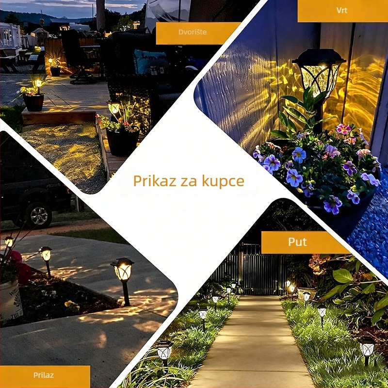 Solarno vrtno svjetlo IP65, vodootporno, 10–15W, kućište ABS, senzor pokreta, ugrađivi kolac za tlo