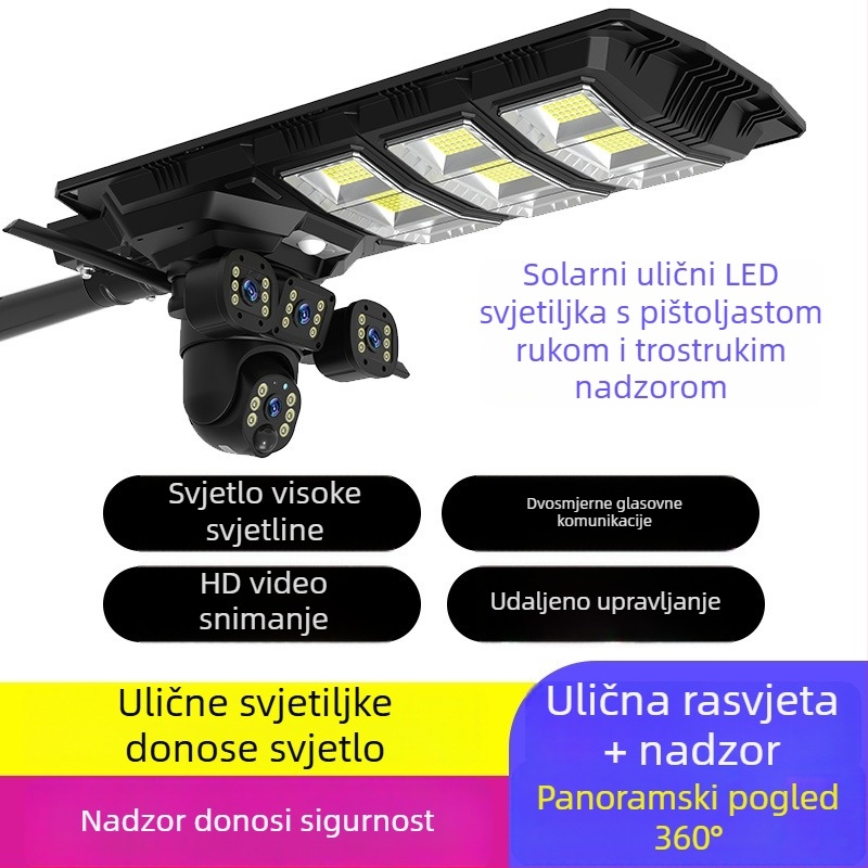 Solarsko ulično svjetlo s kamerom, HD LED osvjetljenje, vanjsko vrtno svjetlo s solarnim panelom