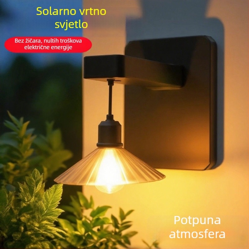 Solarna vanjska zidna svjetiljka, model YJ025, IP65 vodootporna, topla svjetlost, ispod 5W