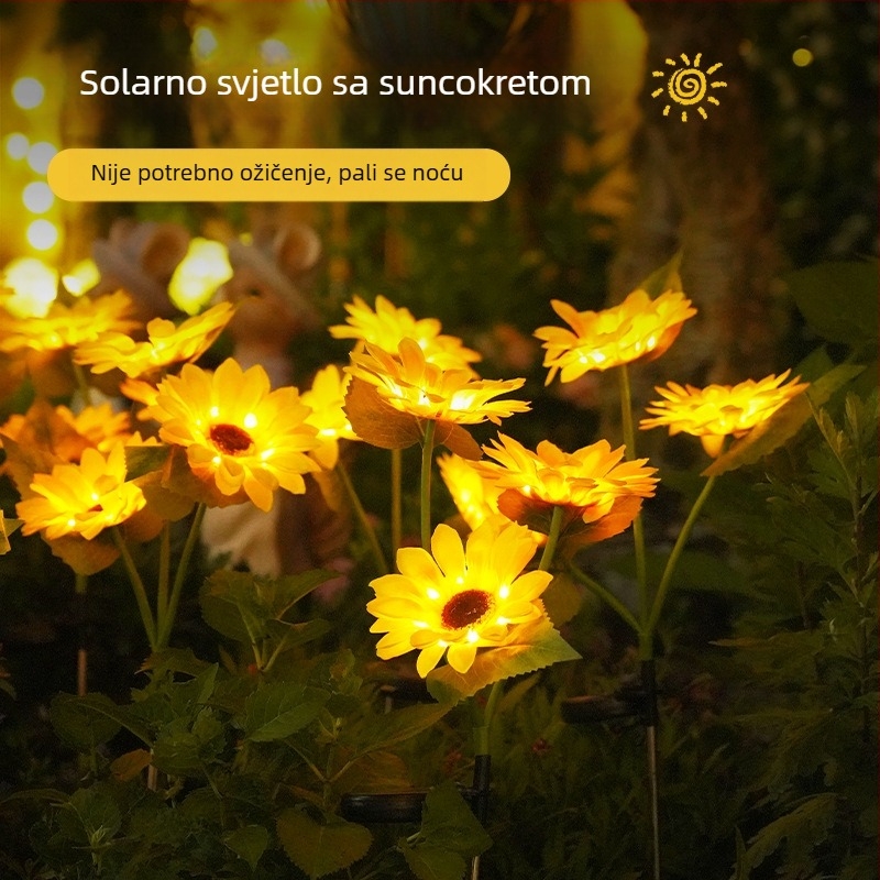 Solarna LED lampica u obliku suncokreta za vanjski vrt i travnjak, dekorativno svjetlo s stalkom u tlu