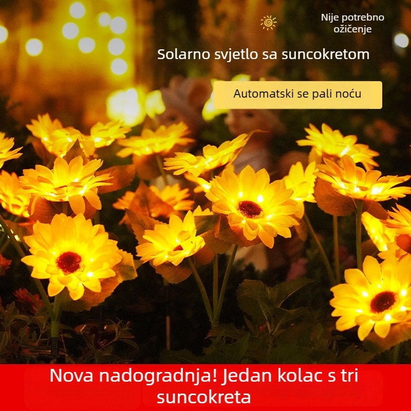 Solarna LED lampica u obliku suncokreta za vanjski vrt i travnjak, dekorativno svjetlo s stalkom u tlu