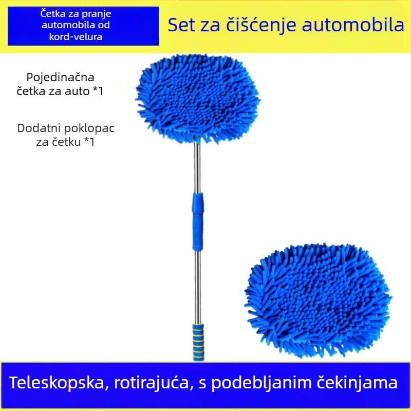 Teleskopska četka za pranje automobila s mekanim vlaknima, ne grebe lak, višenamjenski alat za čišćenje.