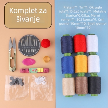 Set šivaćih niti u prozirnoj kutiji za pohranu – poliester