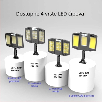 Sklopiva solarna ulična lampa 3-u-1 za vanjsku rasvjetu, s senzorom svjetla, senzorom pokreta i daljinskim upravljačem, IP65 vodootporna LED lampica