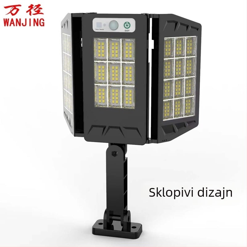 Sklopiva solarna ulična lampa 3-u-1 za vanjsku rasvjetu, s senzorom svjetla, senzorom pokreta i daljinskim upravljačem, IP65 vodootporna LED lampica