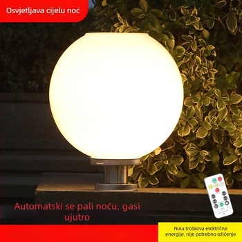 Okrugla solarna lampa za stup – vanjska vodootporna LED lanterna za dvorište, vrata i zid