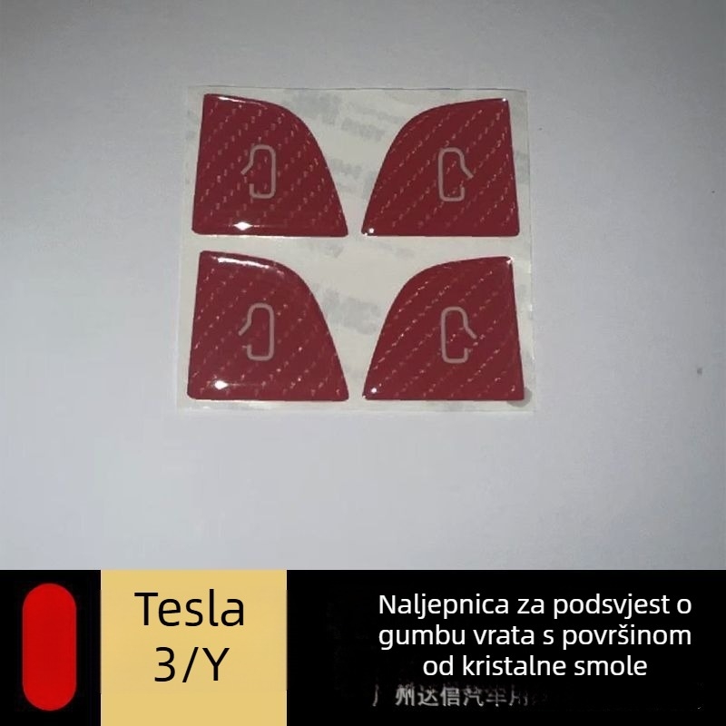Tesla Model Y/3 naljepnica za gumb vrata – ljepilo, otporna na ogrebotine i habanje, Xinsheng