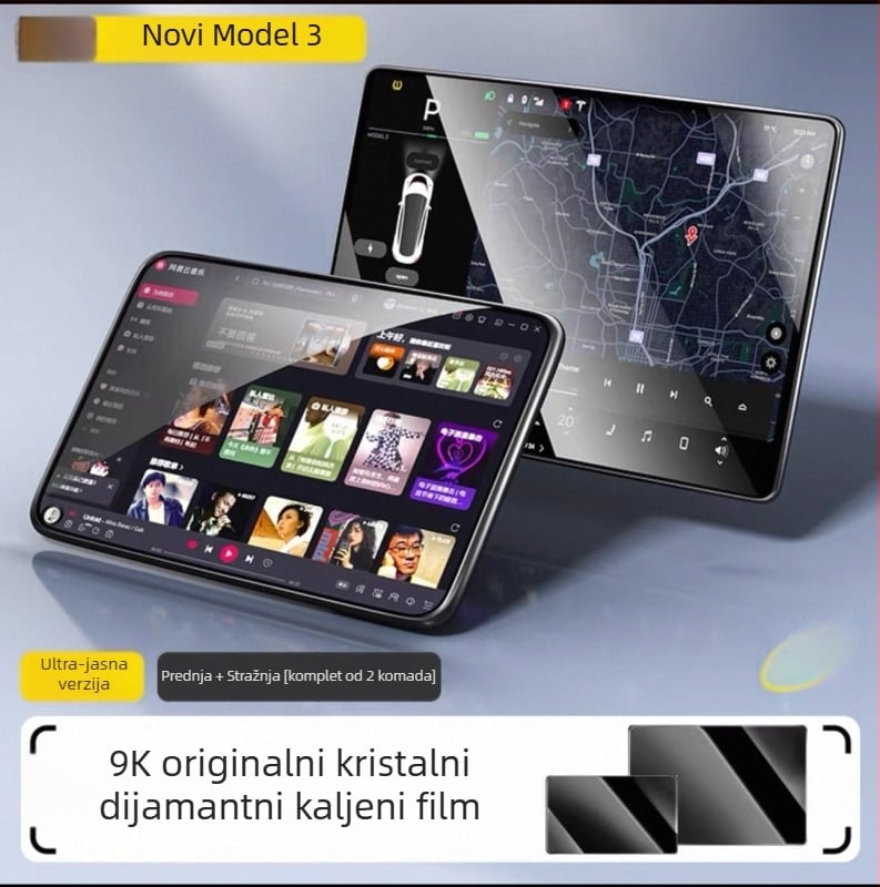 Prozirni zaštitni kaljeno staklo za zaslon Tesle Model 3 i Model Y (šest sjedala) – ultra proziran