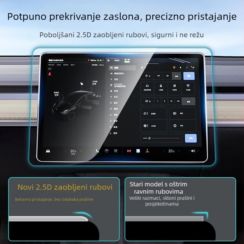 Prozirni zaštitni kaljeno staklo za zaslon Tesle Model 3 i Model Y (šest sjedala) – ultra proziran