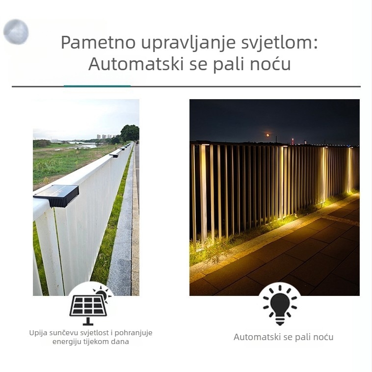 LED vodootporna rasvjeta za ogradu s daljinskim upravljačem, solarna vrtna zidna svjetiljka IP65
