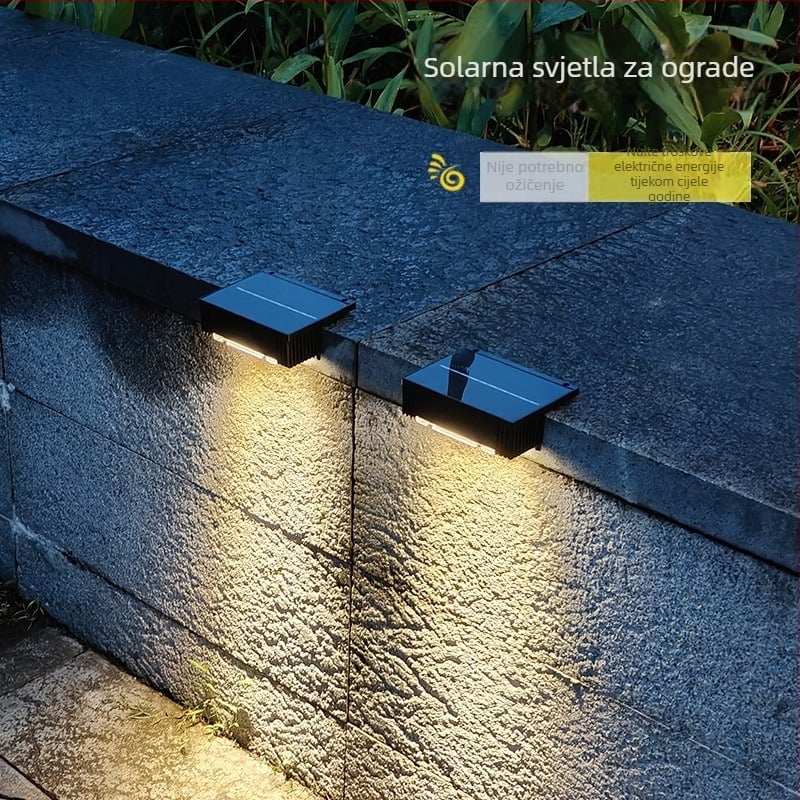 LED vodootporna rasvjeta za ogradu s daljinskim upravljačem, solarna vrtna zidna svjetiljka IP65