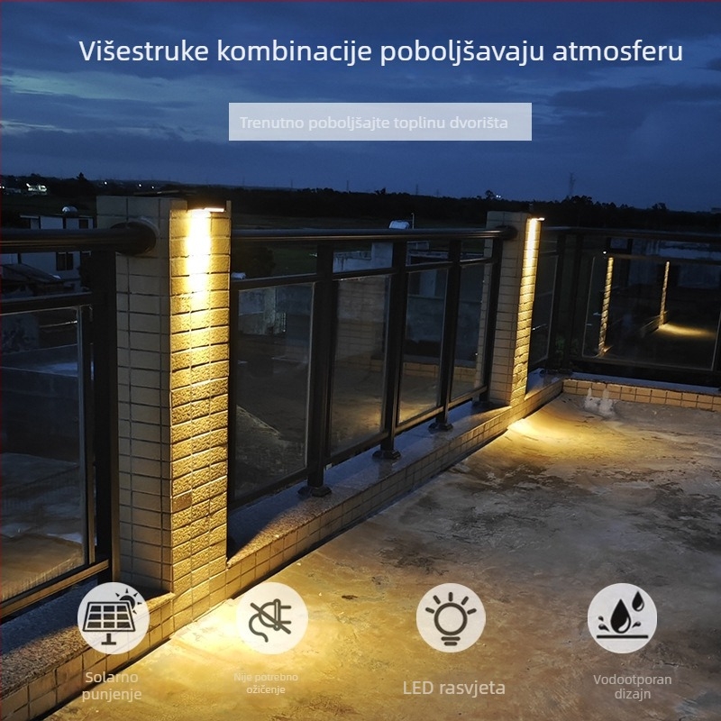 LED vodootporna rasvjeta za ogradu s daljinskim upravljačem, solarna vrtna zidna svjetiljka IP65