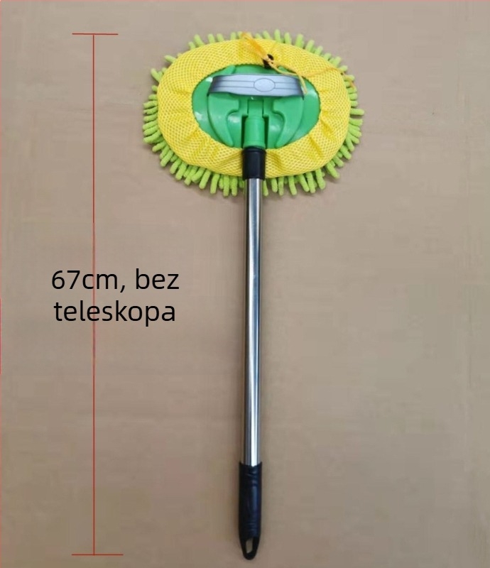Chenille mop za pranje auta s teleskopskom šipkom — alati za čišćenje vozila, Materijal: Chenille + nehrđajući čelični štap (aluminijska zlitina), Prilagodljivo