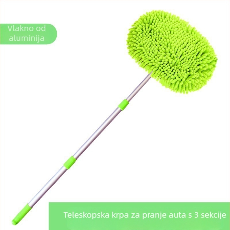 Chenille mop za pranje auta s teleskopskom šipkom — alati za čišćenje vozila, Materijal: Chenille + nehrđajući čelični štap (aluminijska zlitina), Prilagodljivo
