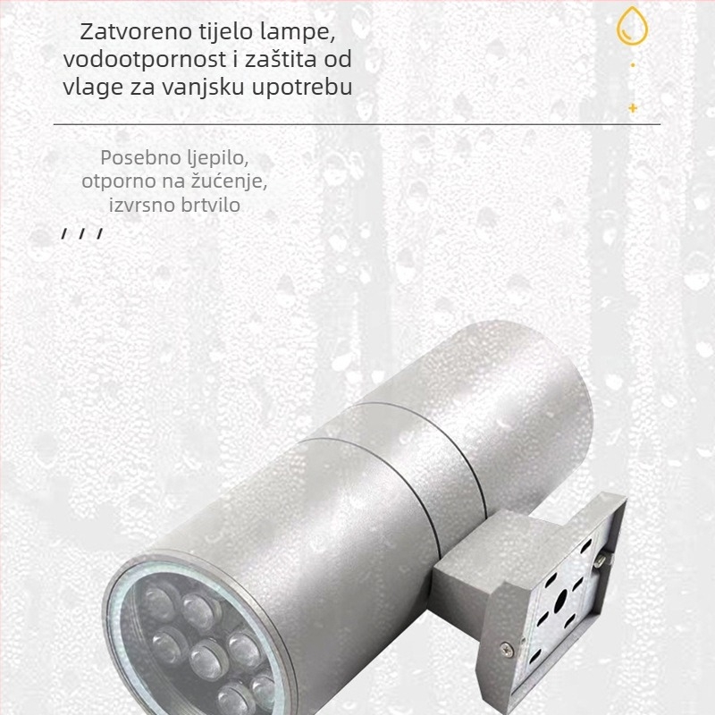 Dvoglavna vanjska zidna svjetiljka IP65, 18 LED, 5400 lm, 3000K, 220V