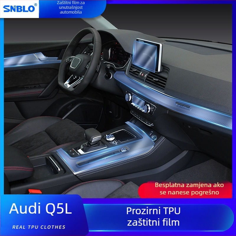 TPU unutarnja zaštitna folija za Audi Q5 (2018-2020) – ploča vrata, ručica mjenjača i središnja konzola