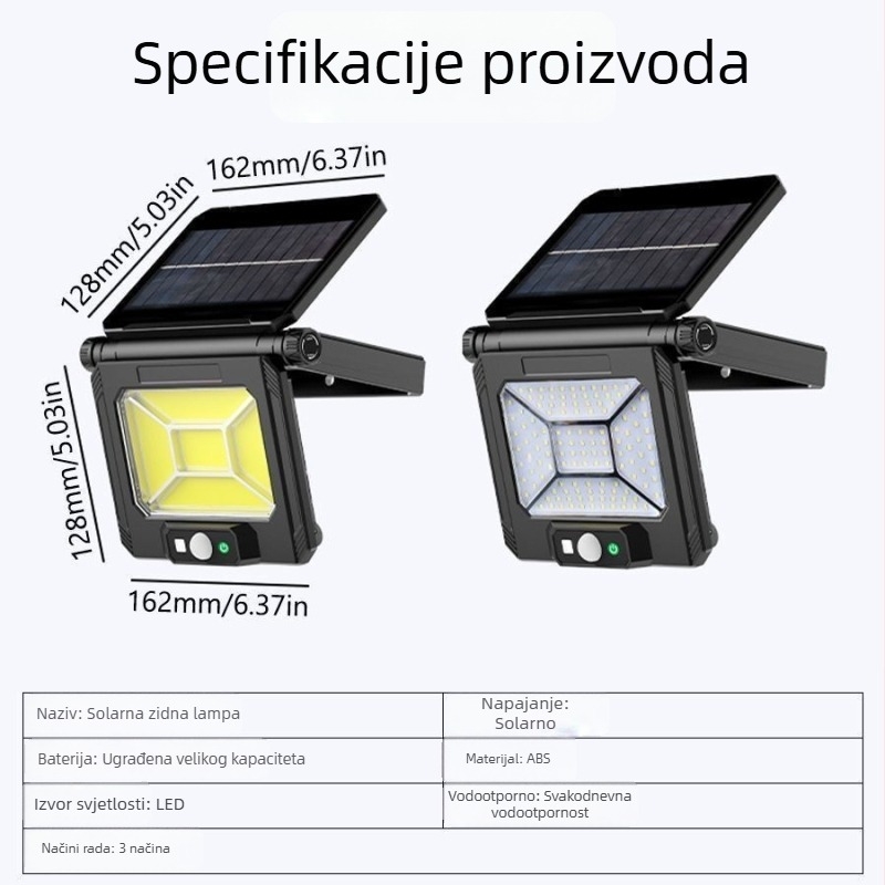 Pametno solarno vanjsko svjetlo za vrt s automatskim uključivanjem po mraku, vodootporna LED svjetiljka