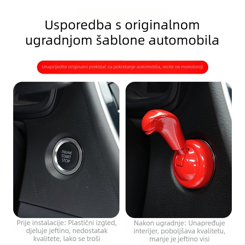 So mini dekorativna samoljepljiva naljepnica za gumb za pokretanje s jednim gumbom, zaštitni poklopac paljenja, cinkovo-legura, model 20001