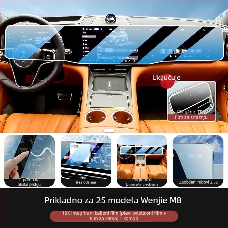 PET zaštitni film za zaslon Huawei Wenjie M8 – središnja konzola i navigacija, unutarnja verzija