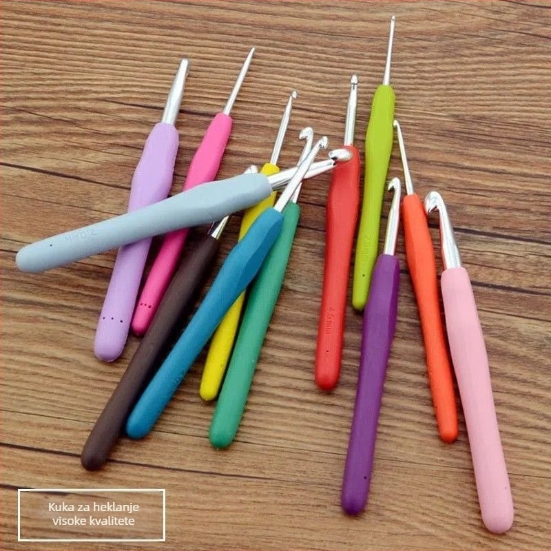 Set kukičanja s mekanim držalom za pletenje torbi, džempera i šalova, debele kukice, DIY set, protuklizne kukice