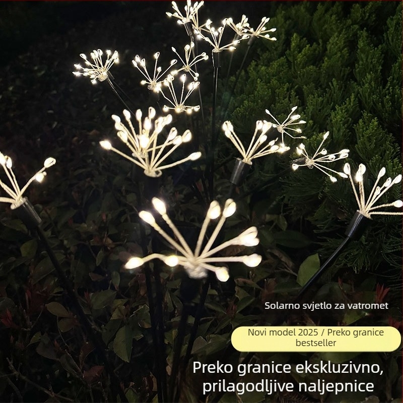 Solarna dekorativna lampa za vrt i dvorište s motivima krijesnica i vatrometa