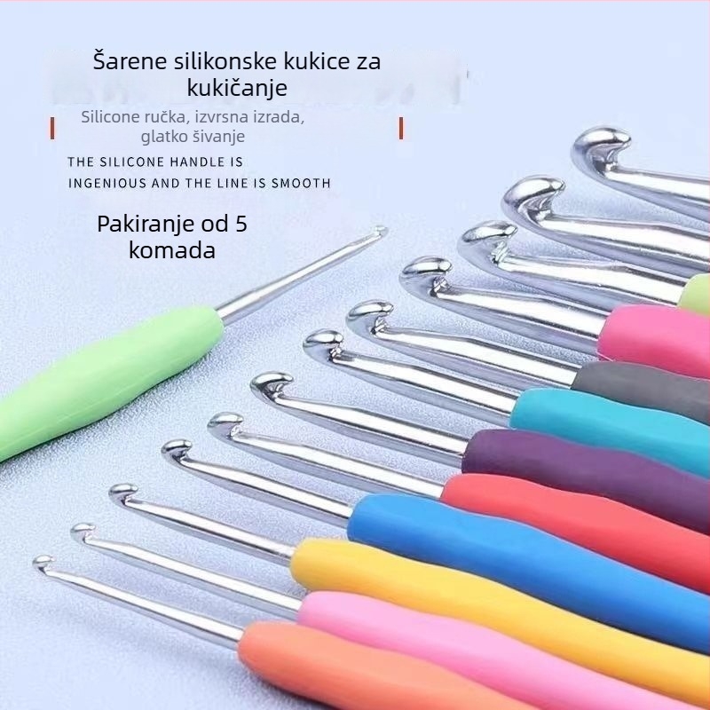 5-dijelni set kukičarskih alata za izradu lutkica i pulovera – komplet materijala za ručni rad