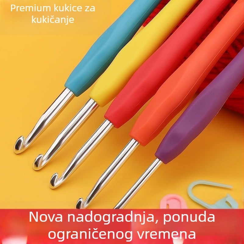 5-dijelni set kukičarskih alata za izradu lutkica i pulovera – komplet materijala za ručni rad