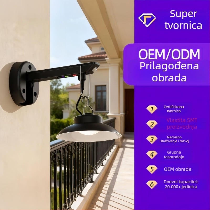 Solárno dvorišno svjetlo visokog sjaja, vodootporno za vanjsku uporabu, zidno i viseće, retro LED noćna lampica za dvorište