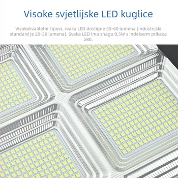 Solarna ulična rasvjeta za vanjsku upotrebu, LED visoke snage 5730/2835, IP65, LiFePO4 baterija 3,2V, inteligentno upravljanje daljinskim upravljačem i tajmerom