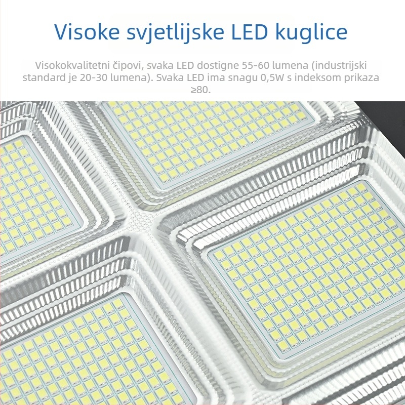 Solarna ulična rasvjeta za vanjsku upotrebu, LED visoke snage 5730/2835, IP65, LiFePO4 baterija 3,2V, inteligentno upravljanje daljinskim upravljačem i tajmerom