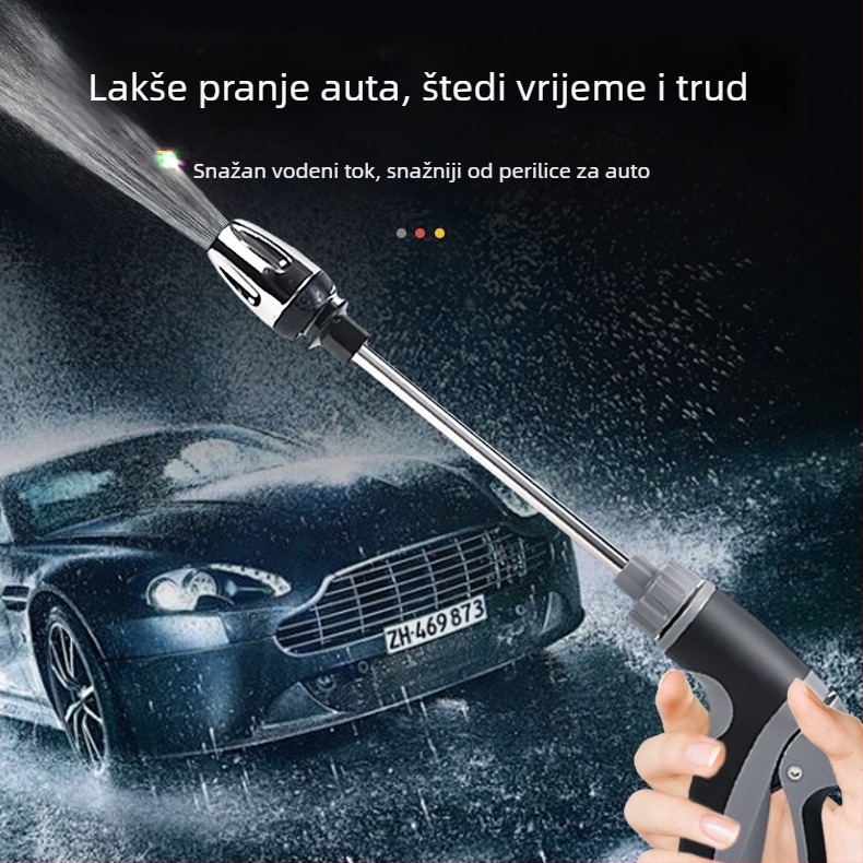 Teleskopska vodena pištolj za pranje autom i zalijevanje vrta; metalna mlaznica; konstrukcija od metala + ABS; plastična ručica; domet mlaza 5–10 m; model Bs-6692