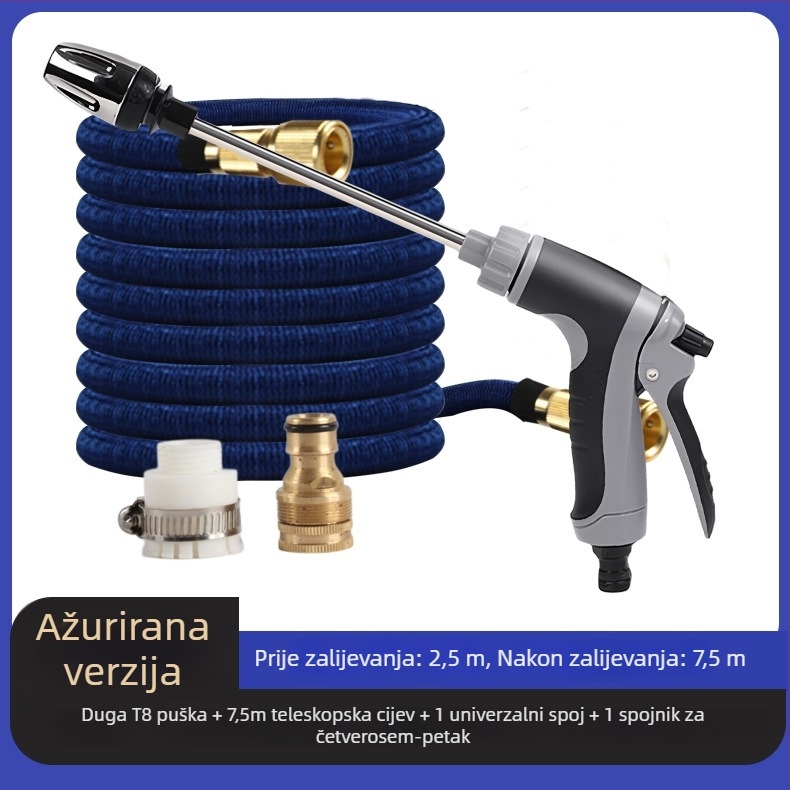 Teleskopska vodena pištolj za pranje autom i zalijevanje vrta; metalna mlaznica; konstrukcija od metala + ABS; plastična ručica; domet mlaza 5–10 m; model Bs-6692