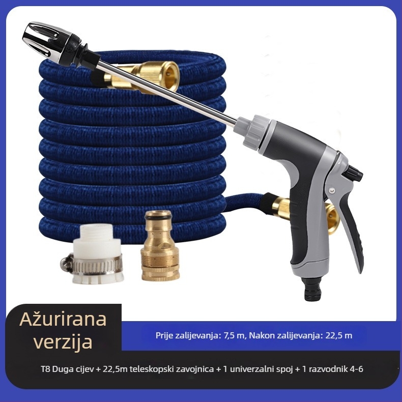 Teleskopska vodena pištolj za pranje autom i zalijevanje vrta; metalna mlaznica; konstrukcija od metala + ABS; plastična ručica; domet mlaza 5–10 m; model Bs-6692