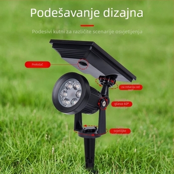 Solarni LED reflektor za vrt, travu, dvorište i drveće, IP65 vodootporan, 5W