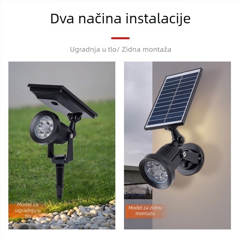 Solarni LED reflektor za vrt, travu, dvorište i drveće, IP65 vodootporan, 5W