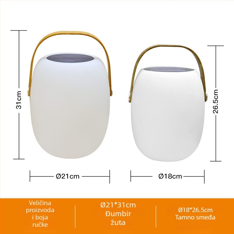 Solarna LED prijenosna lampa za vanjsku upotrebu, oblik Winter Melon, daljinski upravljač, IP54, 0.5W, 5V, trajanje rada 6–12 sati