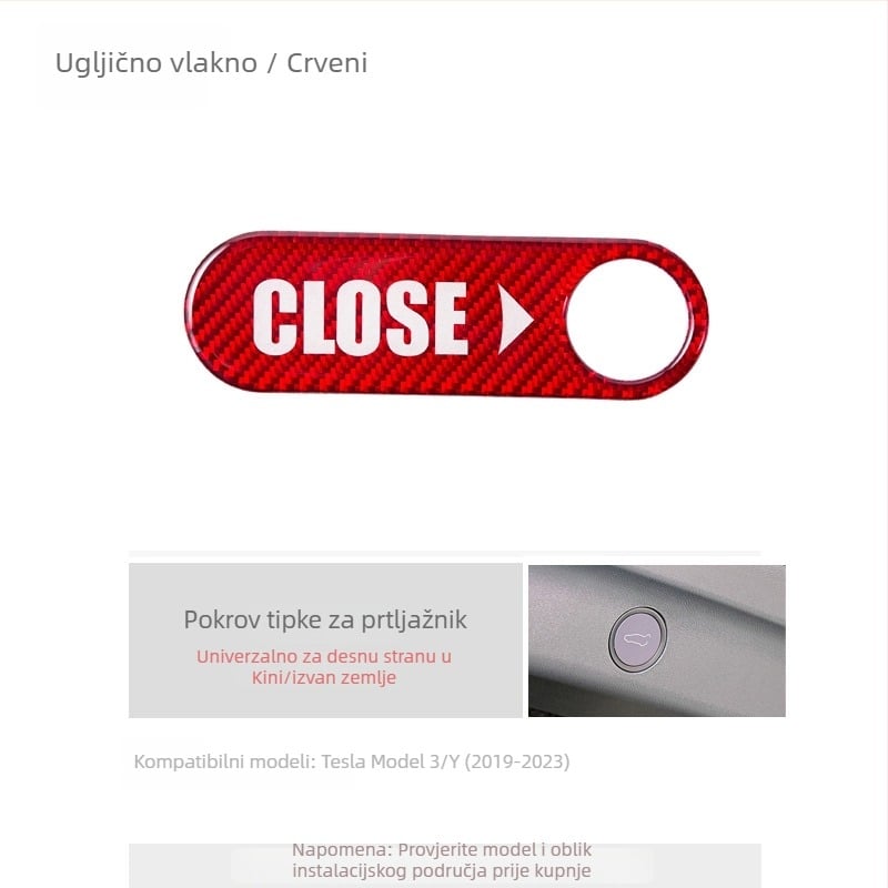 Karbonski vlaknasti zaštitni naljep za tipku prtljažnika Tesla Model 3/Y, magnetsko učvršćivanje, uzorak slova