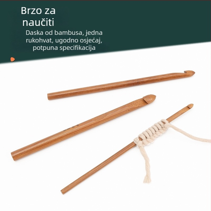 Set od 20 kukica za pletenje s držalom od karbiziranog bambusa, minimalistički stil, marka JP/Jinping