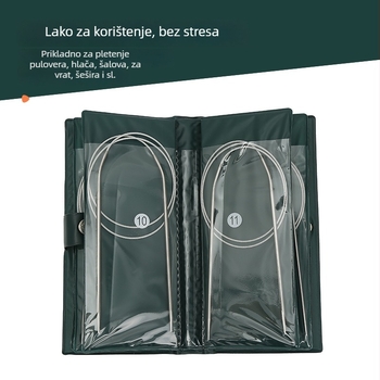 Set kružnih igala od nehrđajućeg čelika, 11 pari – za pletenje pulovera, minimalistički stil