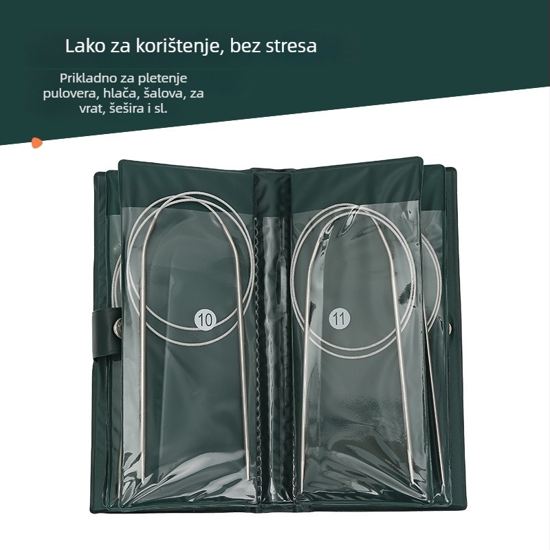 Set kružnih igala od nehrđajućeg čelika, 11 pari – za pletenje pulovera, minimalistički stil