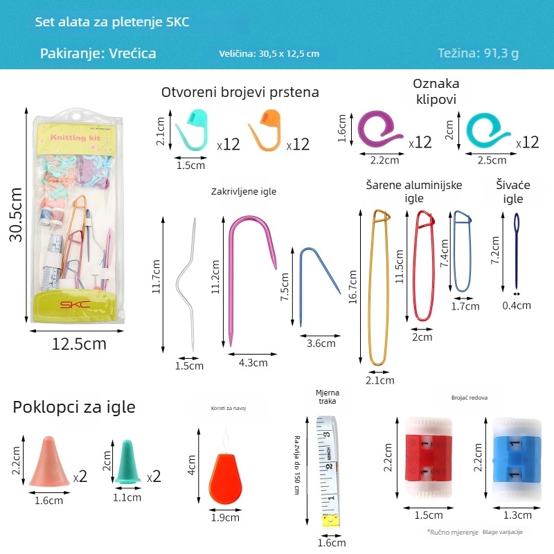 Set alata za pletenje - ručno izrađen, DIY, sladak stil • Marka Yl • 10 kom • 90,4 g