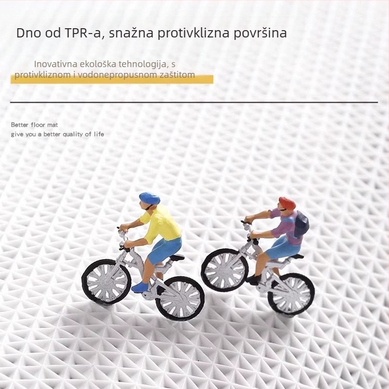 Protisklizni kupaonski tepih, mikrovlakno flokirano, četverokutnog oblika, motiv crtani, perivo, brzo suši