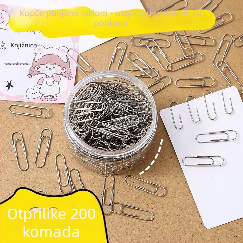 Papirni klip u obliku U, metalni, Kaledi, u kutiji, dizajn oznake, Model 1