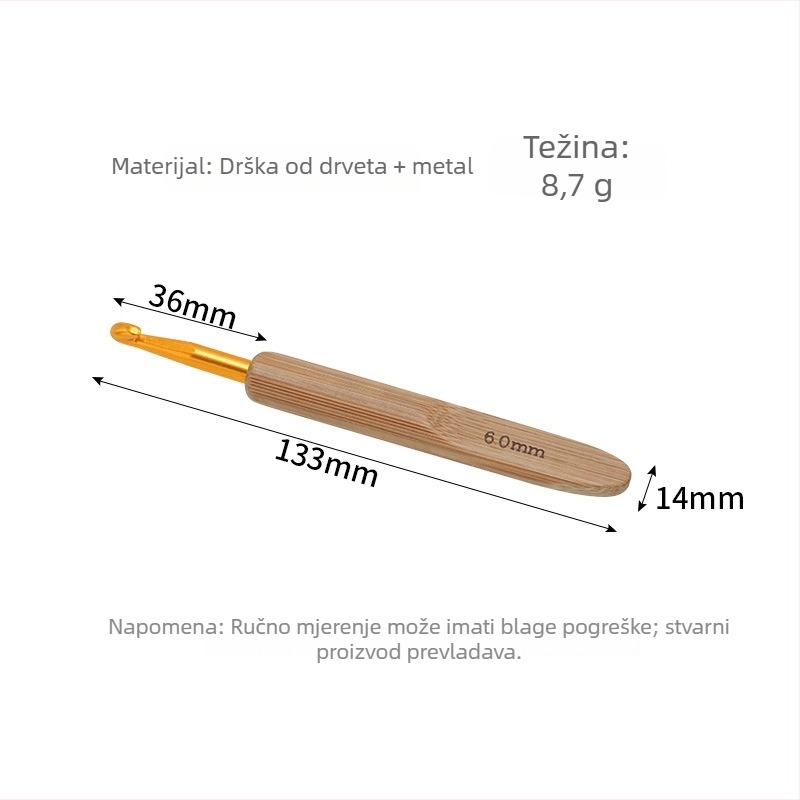 Set kukičarskih kukica s drvenim držačima i aluminijskim glavama, brenda Three Gang; privatna oznaka dostupna