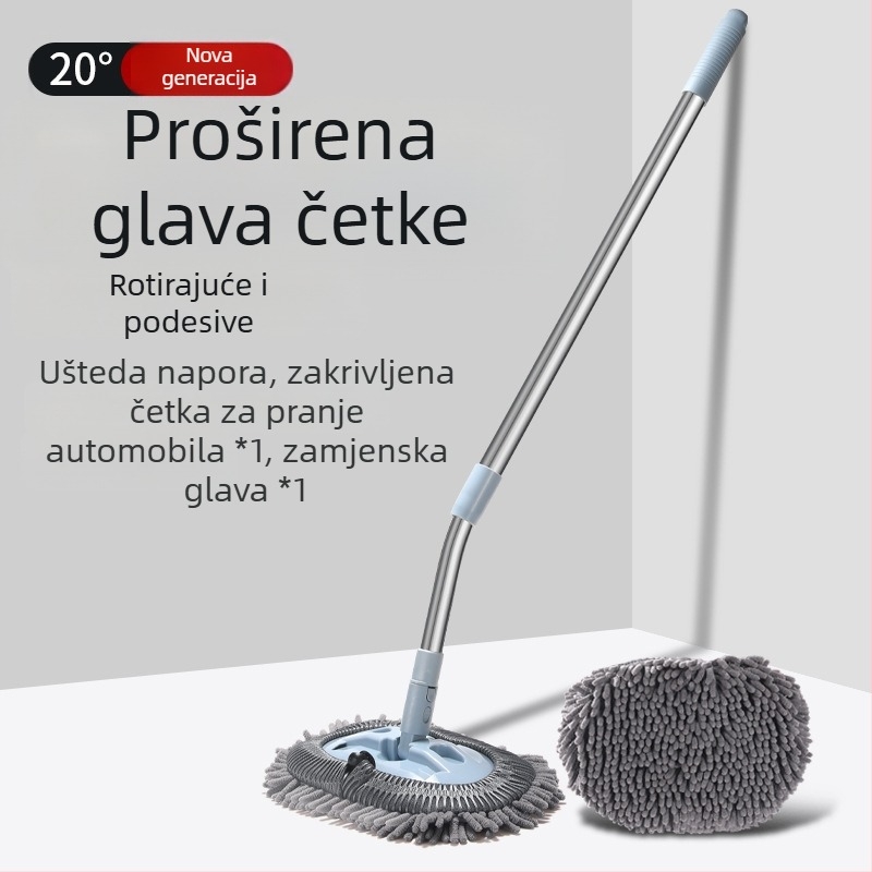 Mop za pranje automobila s zakrivljenim štapom, mekani vlakna, bez ogrebotina na boji; materijal: aluminijska zlitina + chenille velur; Honggao