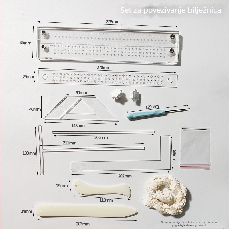 Akrilni DIY alat za povezivanje bilježnica, marka Nuo Ba Bai (model NBB-056): izrada korica za album, pravilo pozicioniranja, šivanje, bušenje