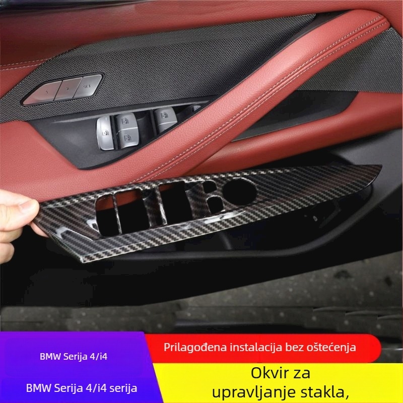 Dekorativni okvir za ploču podizanja stakla na vratima BMW 4 Series i4, 2021–2024, ABS, brend Teniu