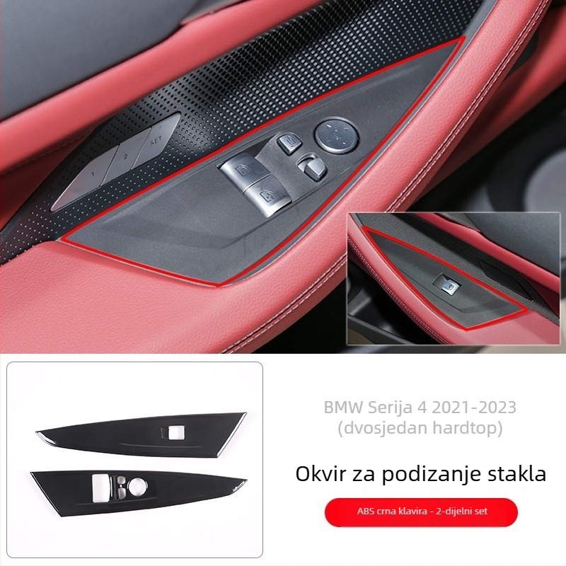 Dekorativni okvir za ploču podizanja stakla na vratima BMW 4 Series i4, 2021–2024, ABS, brend Teniu